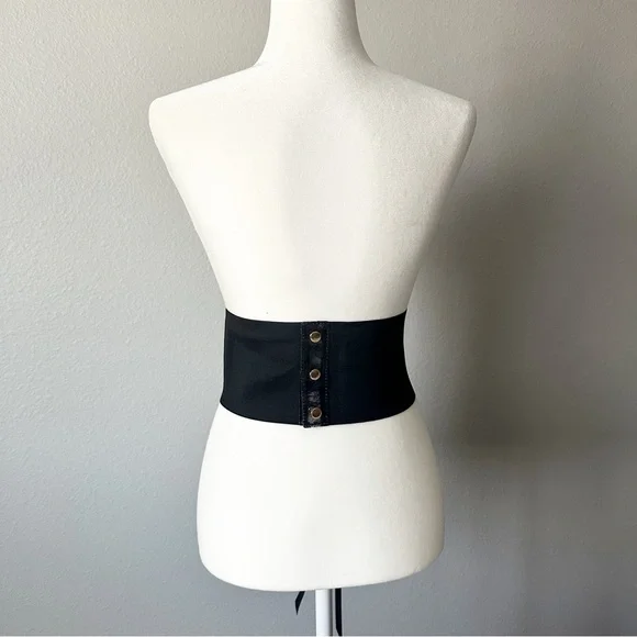 Romantic Black Lace Corset Style Waist Belt Stretch Snap Back Closure Size Small - Picture 7 of 12